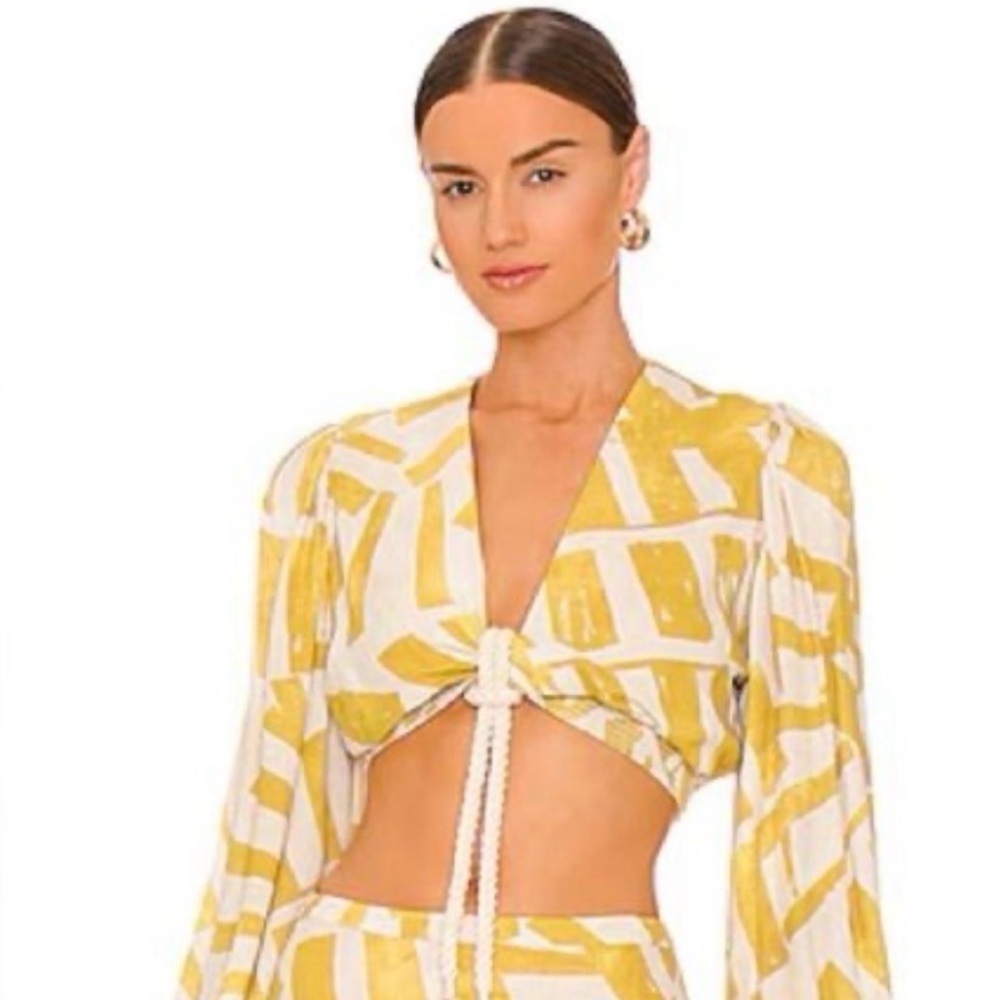 House of Harlow 1960 Biosa top yellow cream top women’s Large EUC